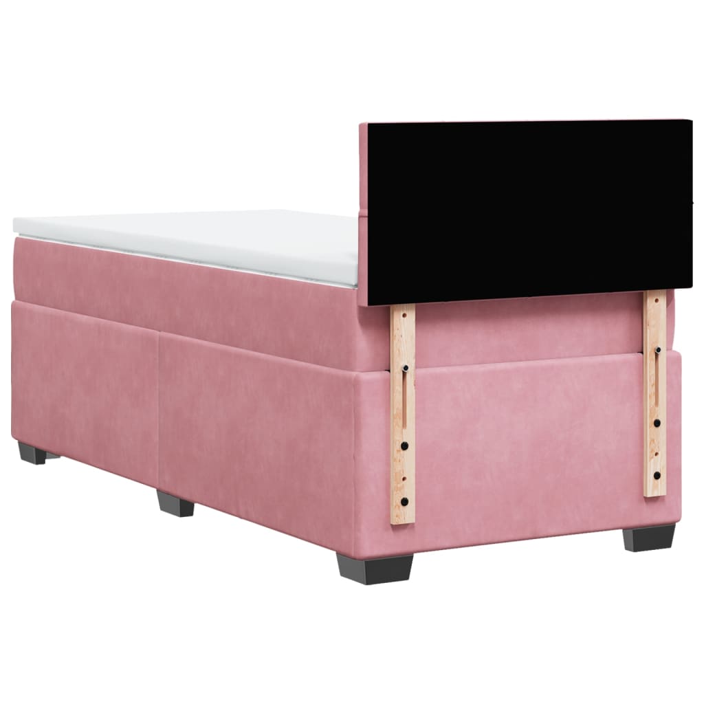 vidaXL Κρεβάτι Boxspring με Στρώμα Ροζ 80 x 200 εκ. Βελούδινο