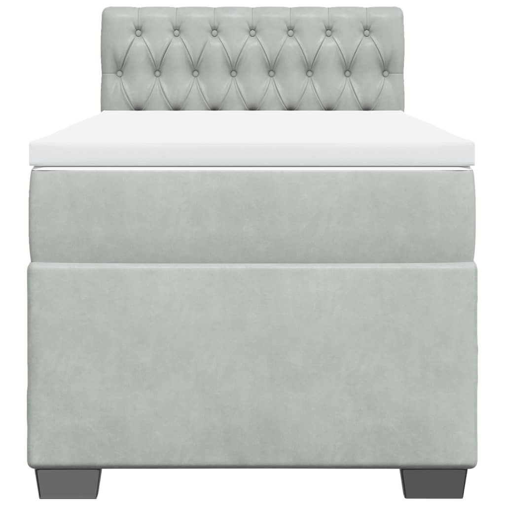 vidaXL Κρεβάτι Boxspring με Στρώμα Ανοιχτό Γκρι 80x200 εκ. Βελούδινο