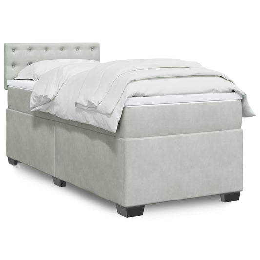 vidaXL Κρεβάτι Boxspring με Στρώμα Ανοιχτό Γκρι 80x200 εκ. Βελούδινο