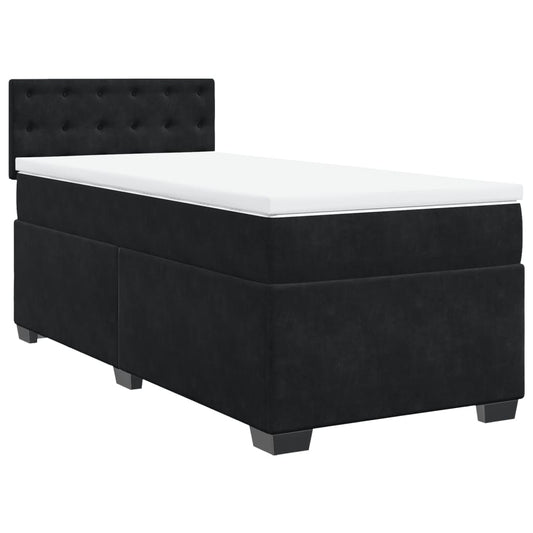 vidaXL Κρεβάτι Boxspring με Στρώμα Μαύρο 80 x 200 εκ. Βελούδινο