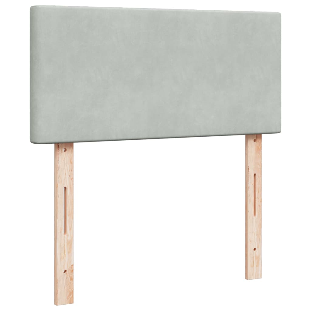 vidaXL Κρεβάτι Boxspring με Στρώμα Ανοιχτό Γκρι 90x190 εκ. Βελούδινο