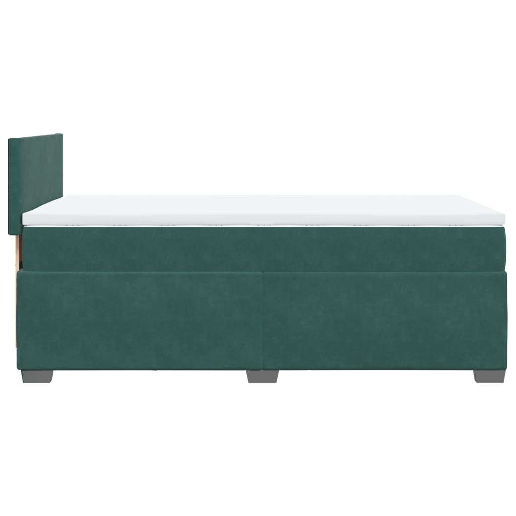 vidaXL Κρεβάτι Boxspring με Στρώμα Σκούρο Πράσινο 90x190 εκ. Βελούδινο