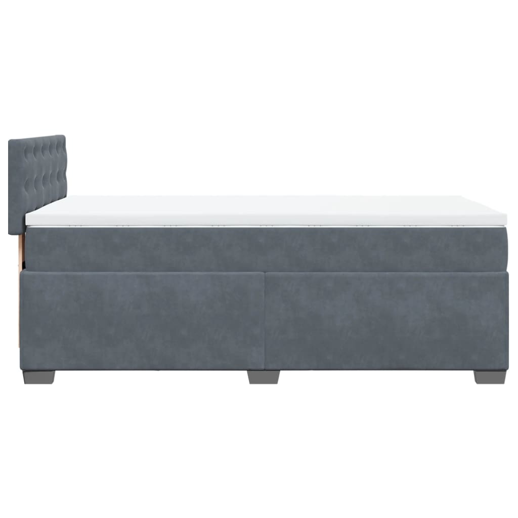 vidaXL Κρεβάτι Boxspring με Στρώμα Σκούρο Γκρι 90x190 εκ. Βελούδινο