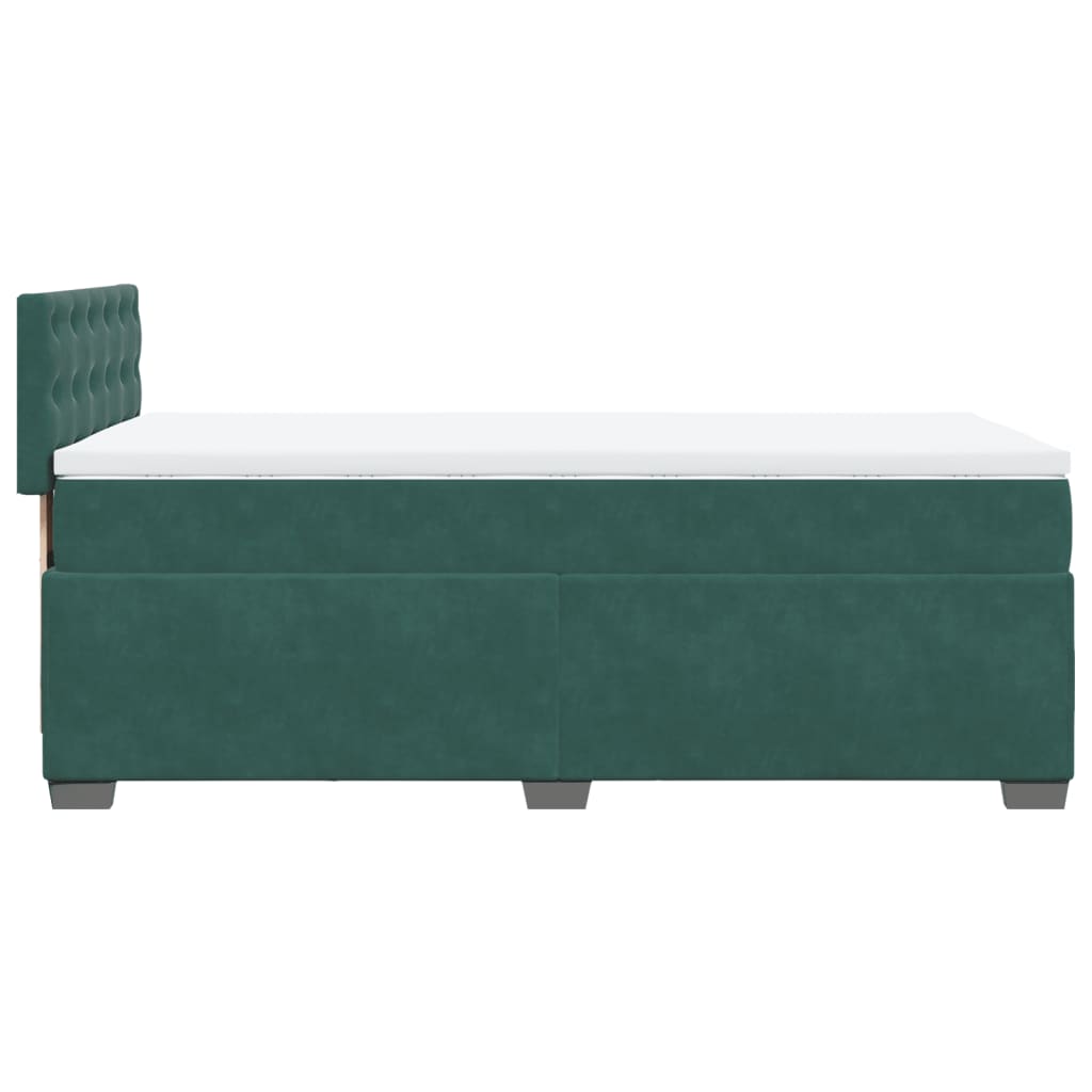 vidaXL Κρεβάτι Boxspring με Στρώμα Σκούρο Πράσινο 90x190 εκ. Βελούδινο