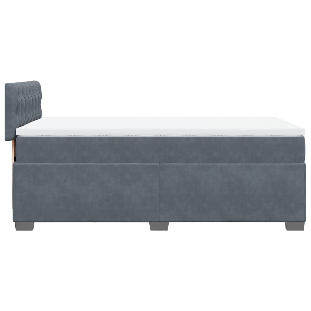 vidaXL Κρεβάτι Boxspring με Στρώμα Σκούρο Γκρι 90x190 εκ. Βελούδινο