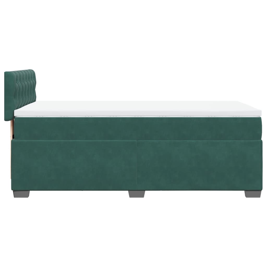 vidaXL Κρεβάτι Boxspring με Στρώμα Σκούρο Πράσινο 90x190 εκ. Βελούδινο
