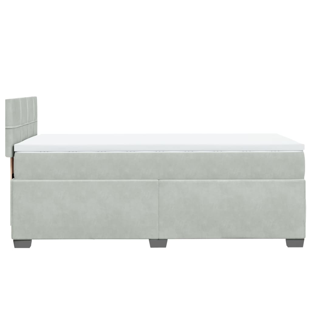 vidaXL Κρεβάτι Boxspring με Στρώμα Ανοιχτό Γκρι 90x190 εκ. Βελούδινο