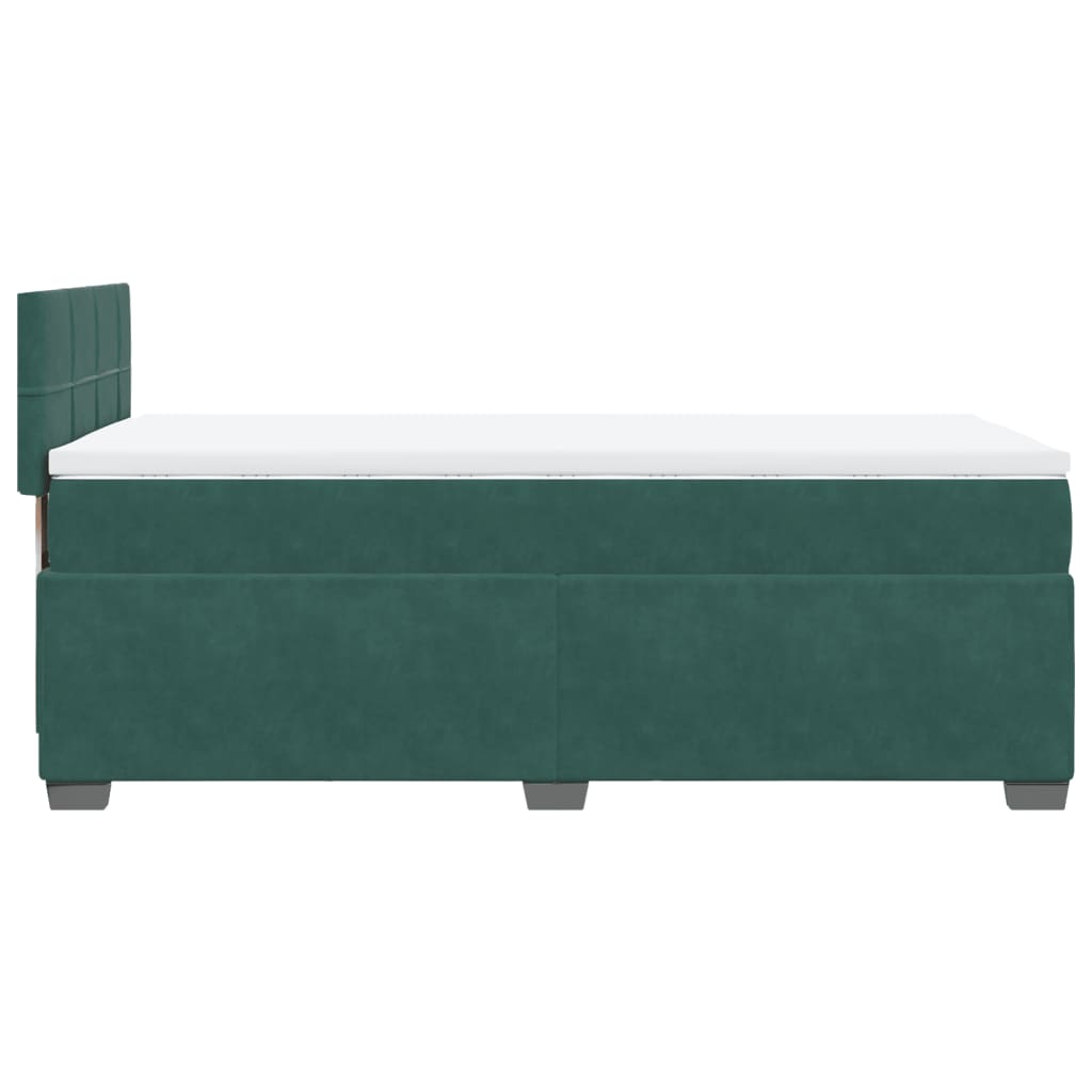 vidaXL Κρεβάτι Boxspring με Στρώμα Σκούρο Πράσινο 90x190 εκ. Βελούδινο