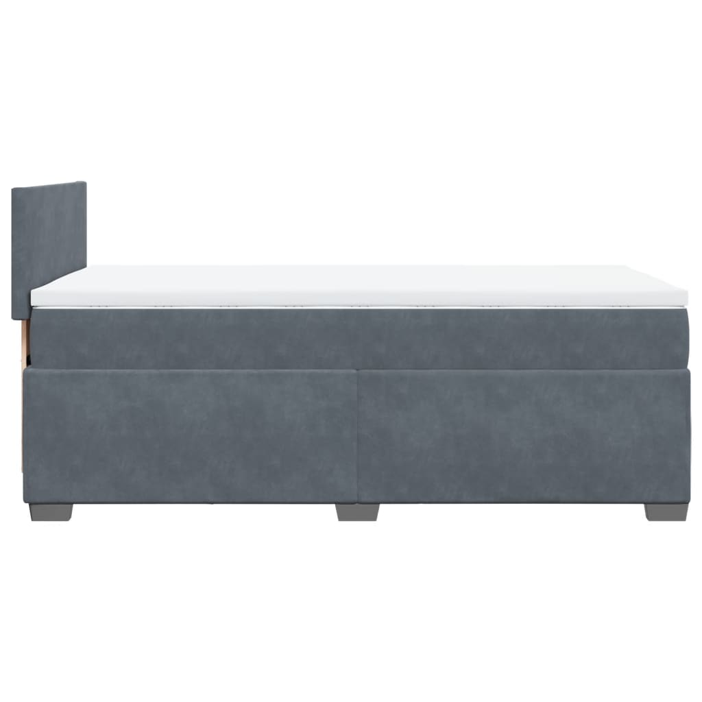 vidaXL Κρεβάτι Boxspring με Στρώμα Σκούρο Γκρι 90x200 εκ. Βελούδινο