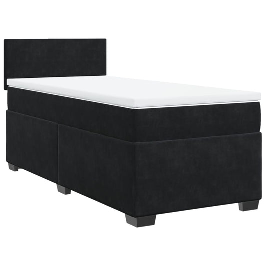 vidaXL Κρεβάτι Boxspring με Στρώμα Μαύρο 90x200 εκ. Βελούδινο