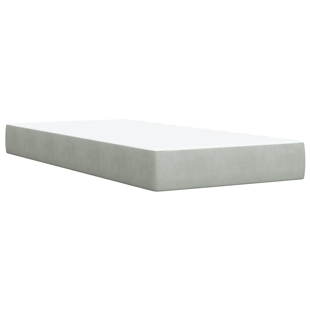 vidaXL Κρεβάτι Boxspring με Στρώμα Ανοιχτό Γκρι 90x200 εκ. Βελούδινο
