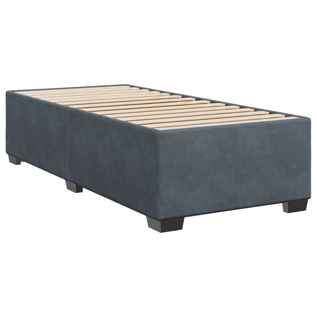 vidaXL Κρεβάτι Boxspring με Στρώμα Σκούρο Γκρι 90x200 εκ. Βελούδινο