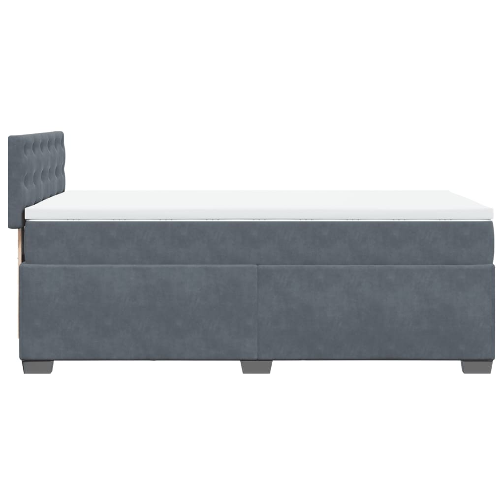 vidaXL Κρεβάτι Boxspring με Στρώμα Σκούρο Γκρι 90x200 εκ. Βελούδινο