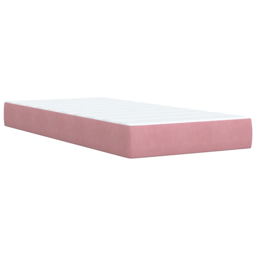 vidaXL Κρεβάτι Boxspring με Στρώμα Ροζ 90x200 εκ. Βελούδινο