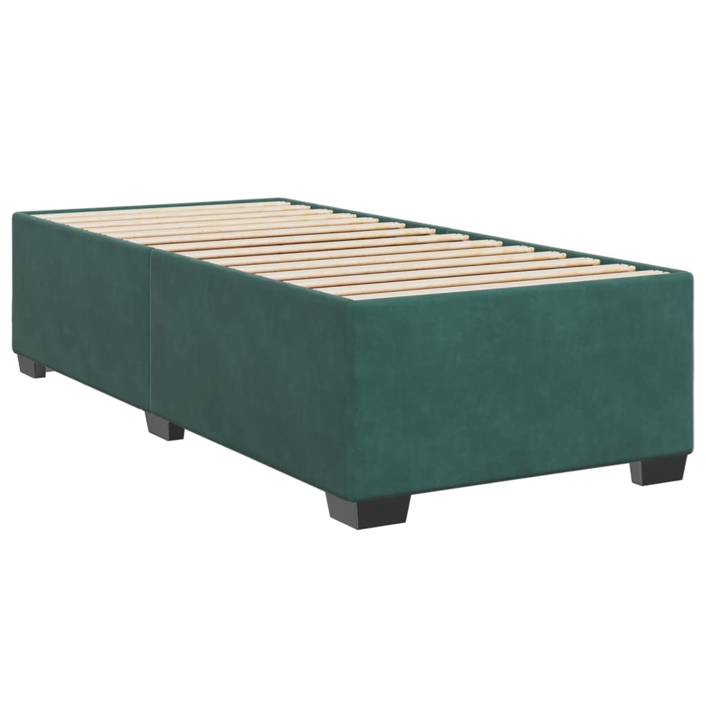 vidaXL Κρεβάτι Boxspring με Στρώμα Σκούρο Πράσινο 90x200 εκ. Βελούδινο