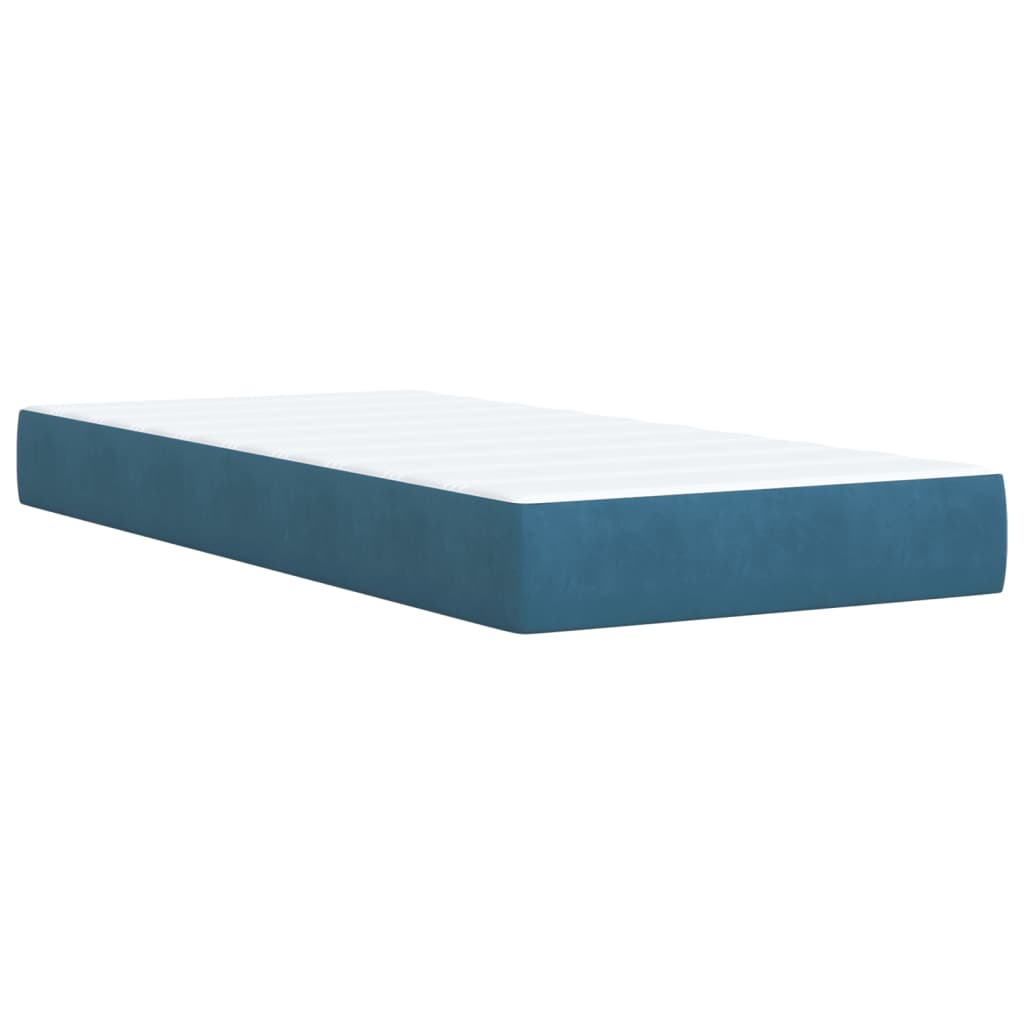 vidaXL Κρεβάτι Boxspring με Στρώμα Σκούρο Μπλε 90x200 εκ. Βελούδινο