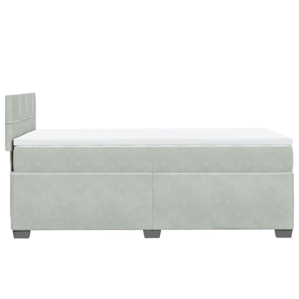 vidaXL Κρεβάτι Boxspring με Στρώμα Ανοιχτό Γκρι 90x200 εκ. Βελούδινο