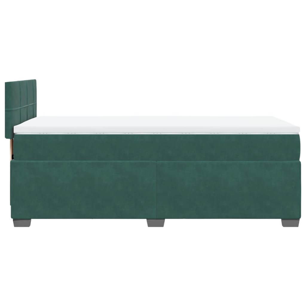 vidaXL Κρεβάτι Boxspring με Στρώμα Σκούρο Πράσινο 90x200 εκ. Βελούδινο