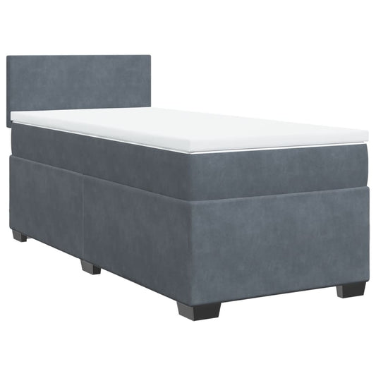 vidaXL Κρεβάτι Boxspring με Στρώμα Σκούρο Γκρι 100x200 εκ. Βελούδινο