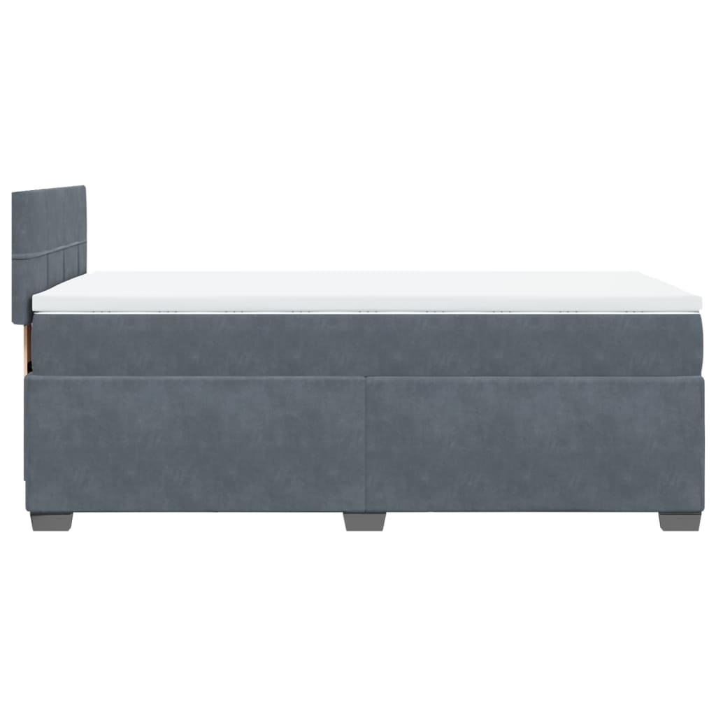 vidaXL Κρεβάτι Boxspring με Στρώμα Σκούρο Γκρι 100x200 εκ. Βελούδινο