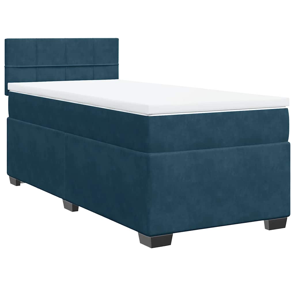 vidaXL Κρεβάτι Boxspring με Στρώμα Σκούρο Μπλε 100x200 εκ. Βελούδινο