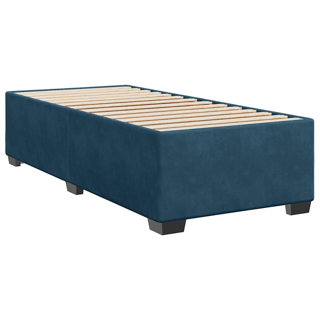 vidaXL Κρεβάτι Boxspring με Στρώμα Σκούρο Μπλε 100x200 εκ. Βελούδινο