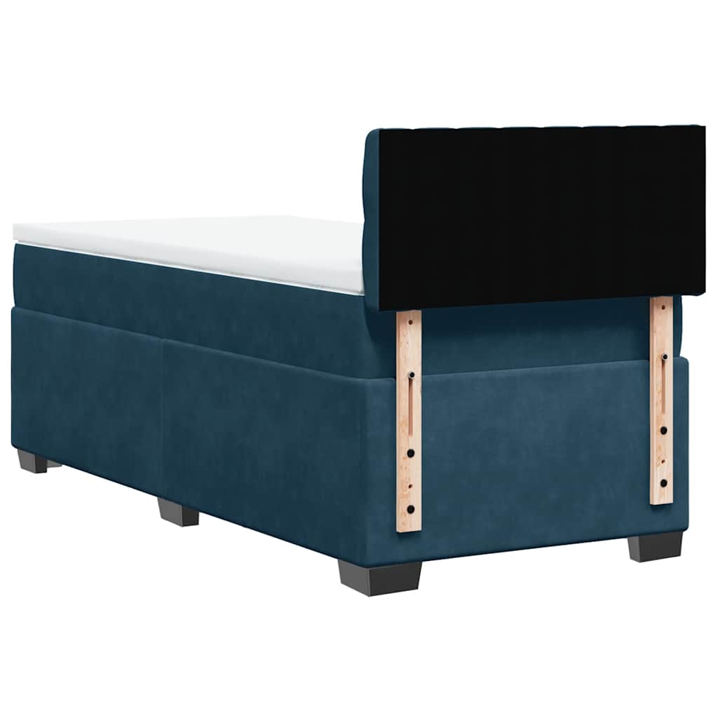 vidaXL Κρεβάτι Boxspring με Στρώμα Σκούρο Μπλε 100x200 εκ. Βελούδινο
