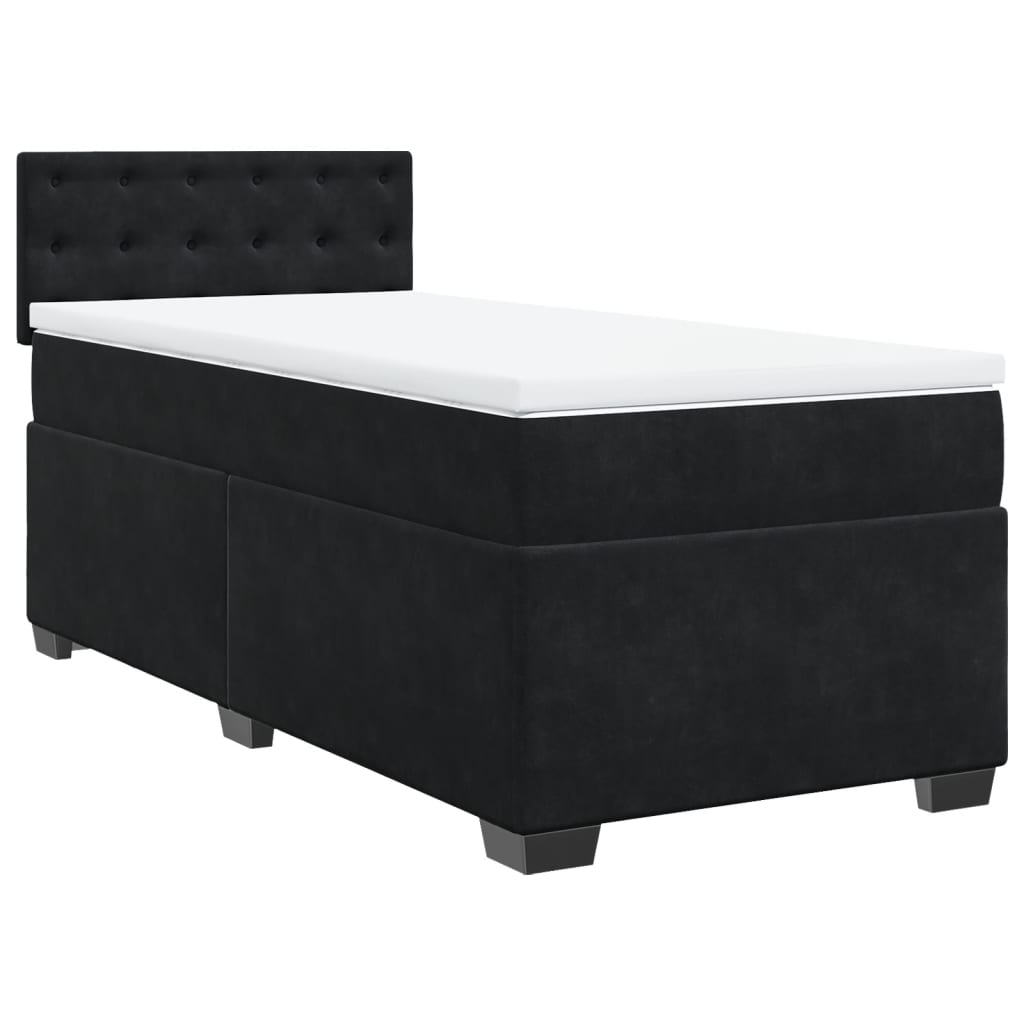vidaXL Κρεβάτι Boxspring με Στρώμα Μαύρο 100x200 εκ. Βελούδινο