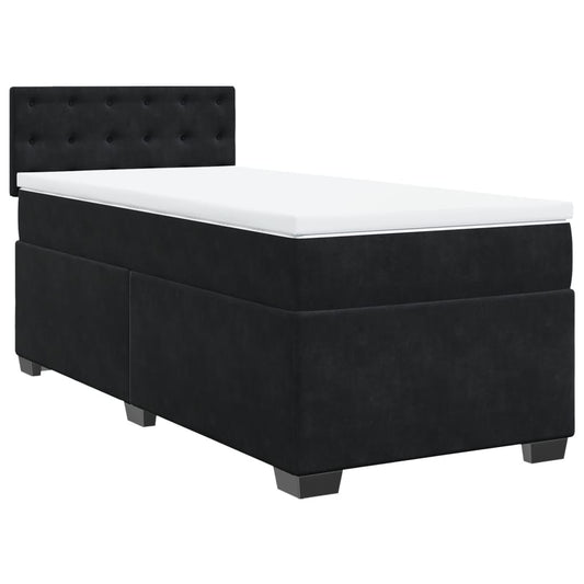 vidaXL Κρεβάτι Boxspring με Στρώμα Μαύρο 100x200 εκ. Βελούδινο