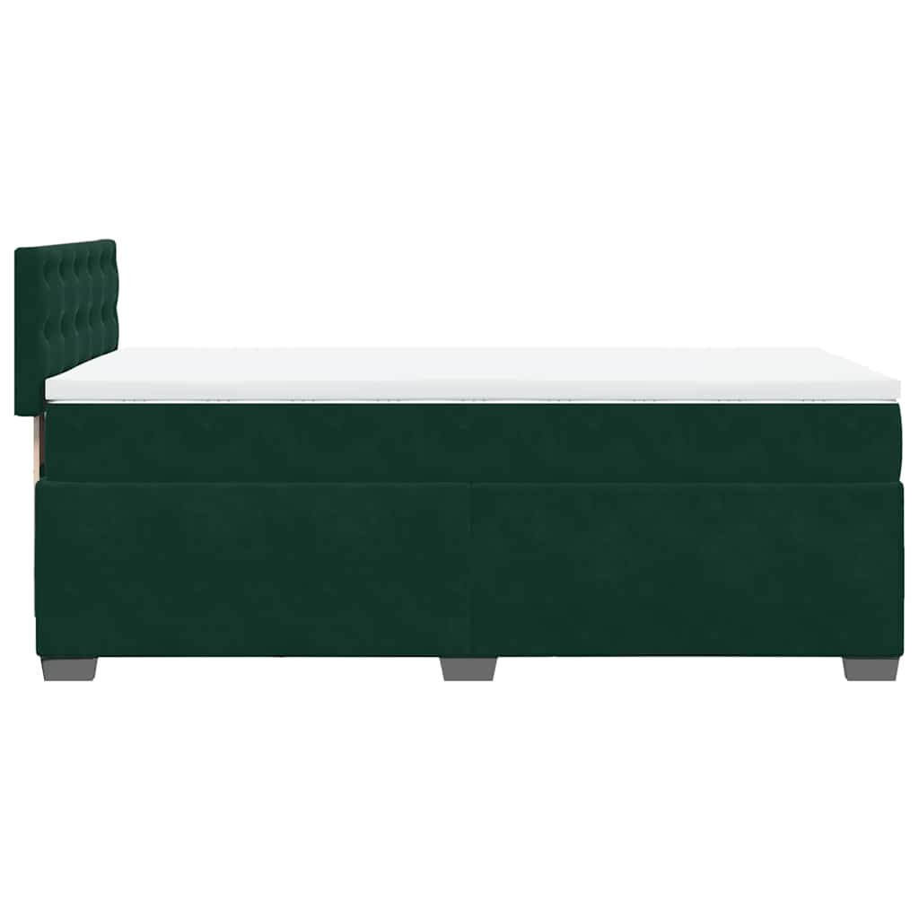 vidaXL Κρεβάτι Boxspring με Στρώμα Σκούρο Πράσινο 100x200εκ. Βελούδινο