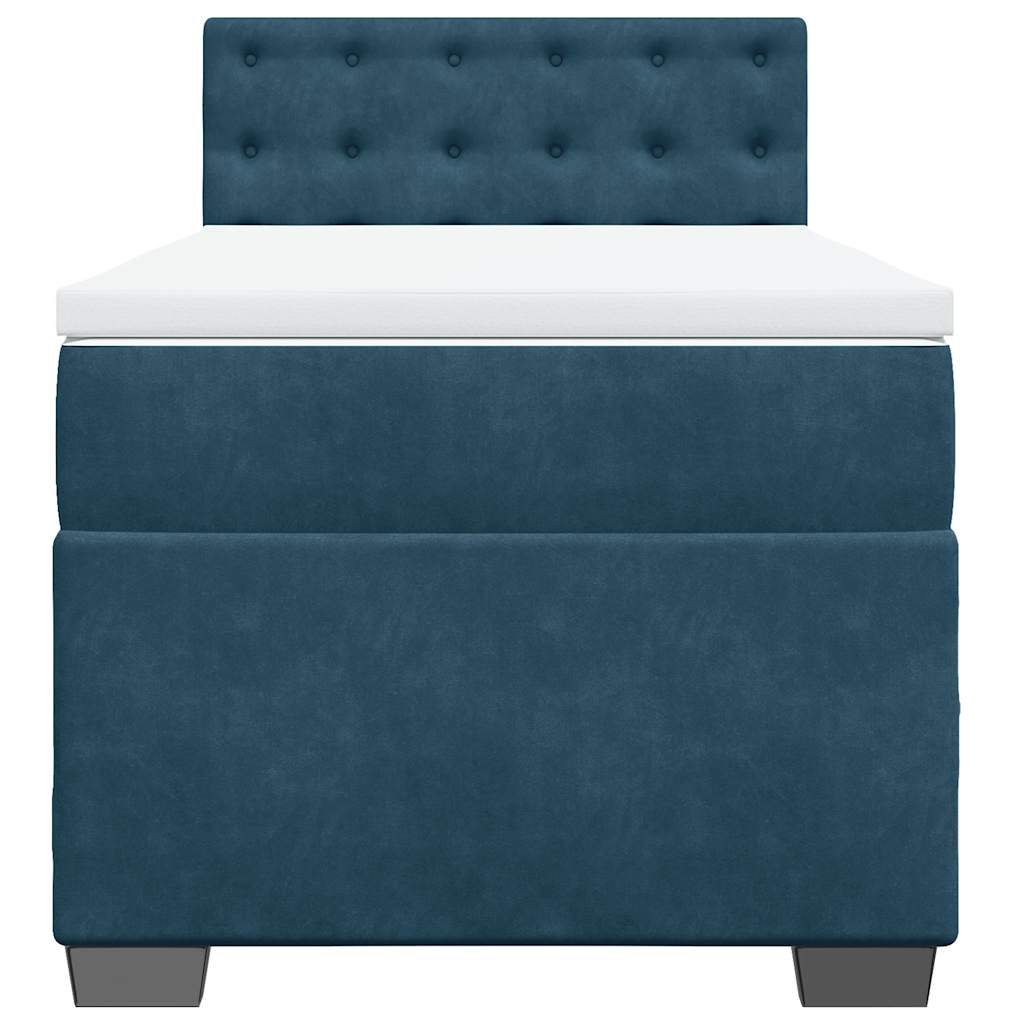 vidaXL Κρεβάτι Boxspring με Στρώμα Σκούρο Μπλε 100x200 εκ. Βελούδινο