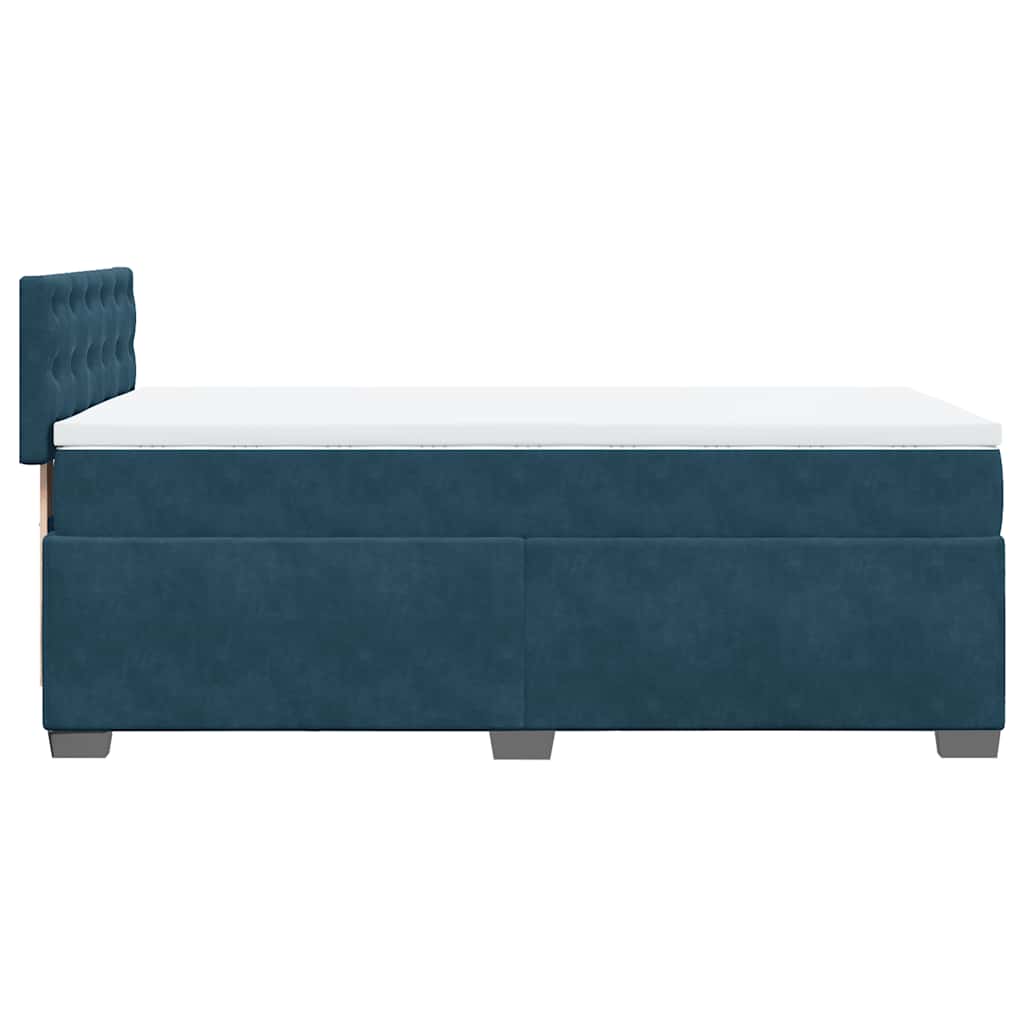vidaXL Κρεβάτι Boxspring με Στρώμα Σκούρο Μπλε 100x200 εκ. Βελούδινο
