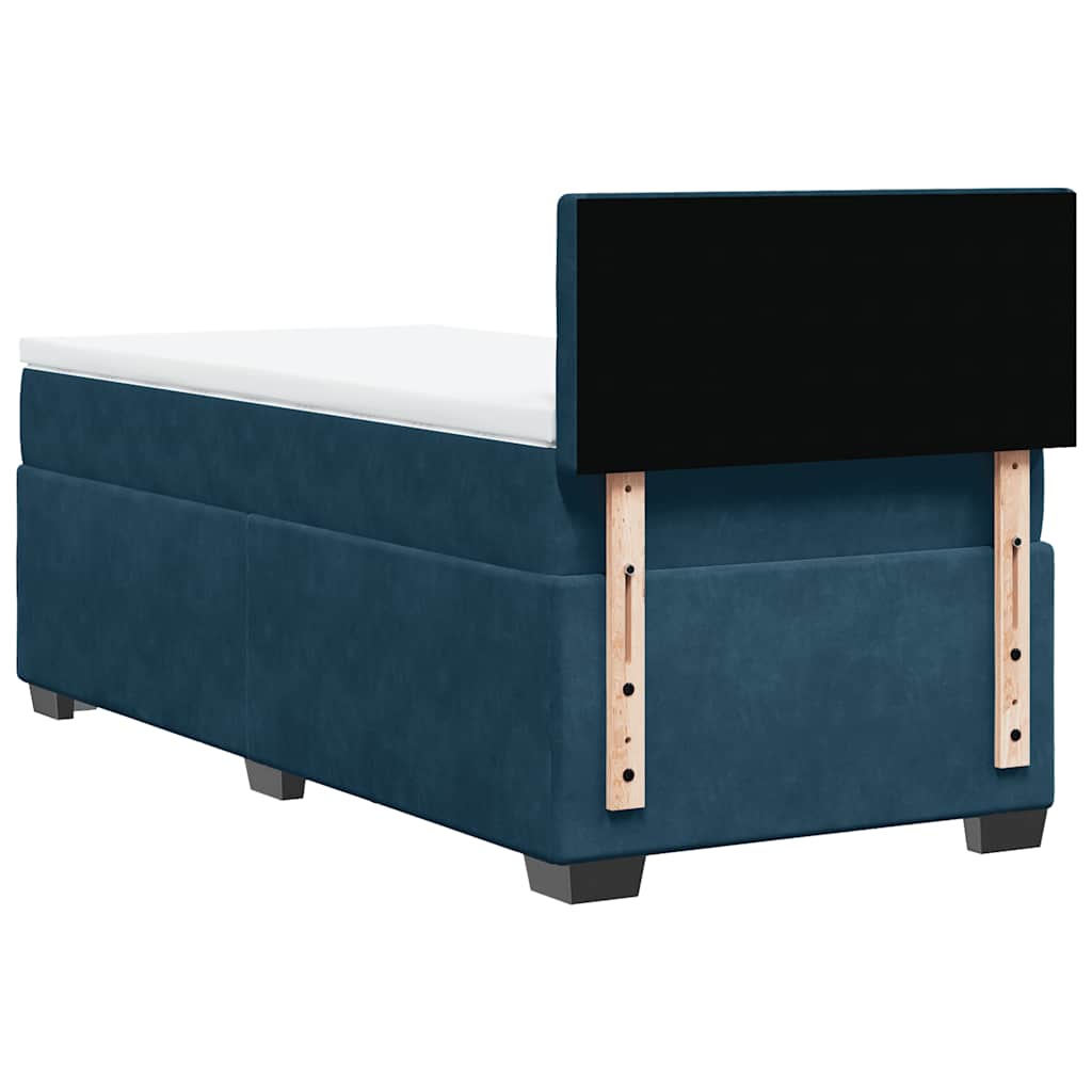 vidaXL Κρεβάτι Boxspring με Στρώμα Σκούρο Μπλε 100x200 εκ. Βελούδινο