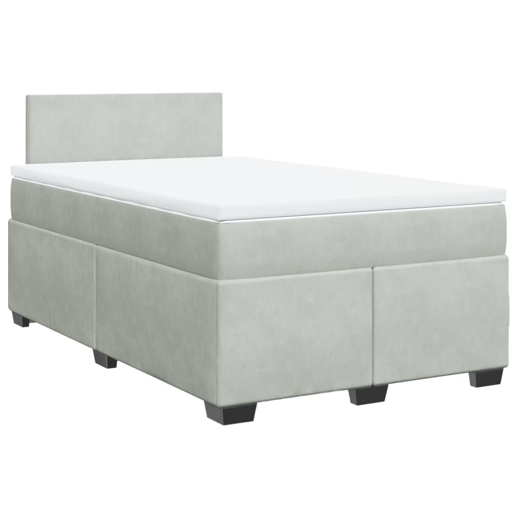 vidaXL Κρεβάτι Boxspring με Στρώμα Ανοιχτό Γκρι 120x190 εκ. Βελούδινο