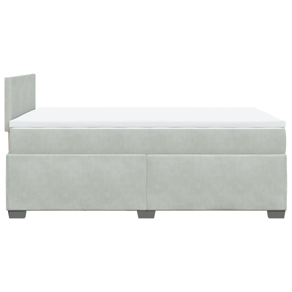 vidaXL Κρεβάτι Boxspring με Στρώμα Ανοιχτό Γκρι 120x190 εκ. Βελούδινο