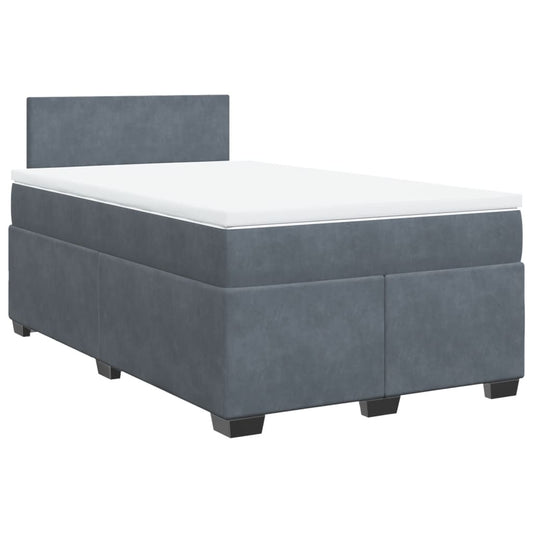 vidaXL Κρεβάτι Boxspring με Στρώμα Σκούρο Γκρι 120x190 εκ. Βελούδινο