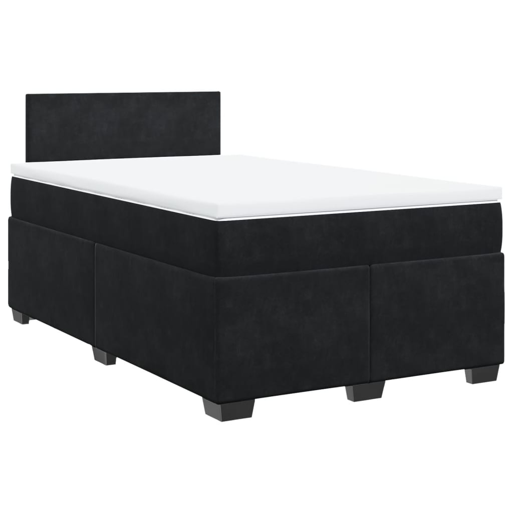 vidaXL Κρεβάτι Boxspring με Στρώμα Μαύρο 120x190 εκ. Βελούδινο