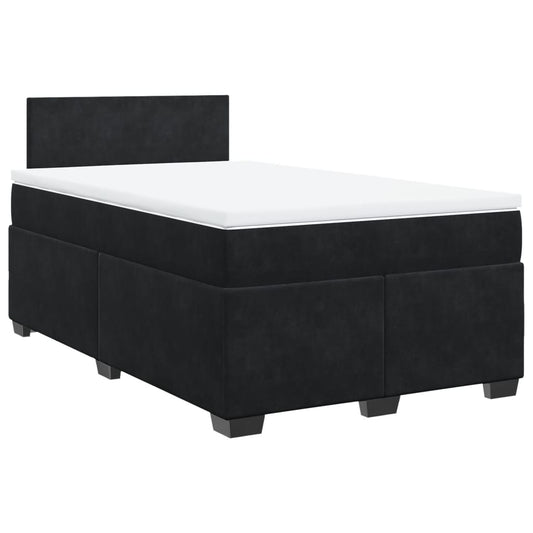 vidaXL Κρεβάτι Boxspring με Στρώμα Μαύρο 120x190 εκ. Βελούδινο