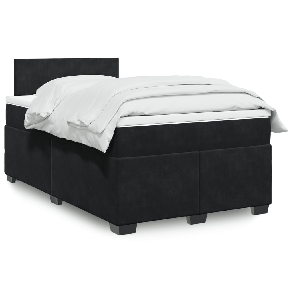 vidaXL Κρεβάτι Boxspring με Στρώμα Μαύρο 120x190 εκ. Βελούδινο