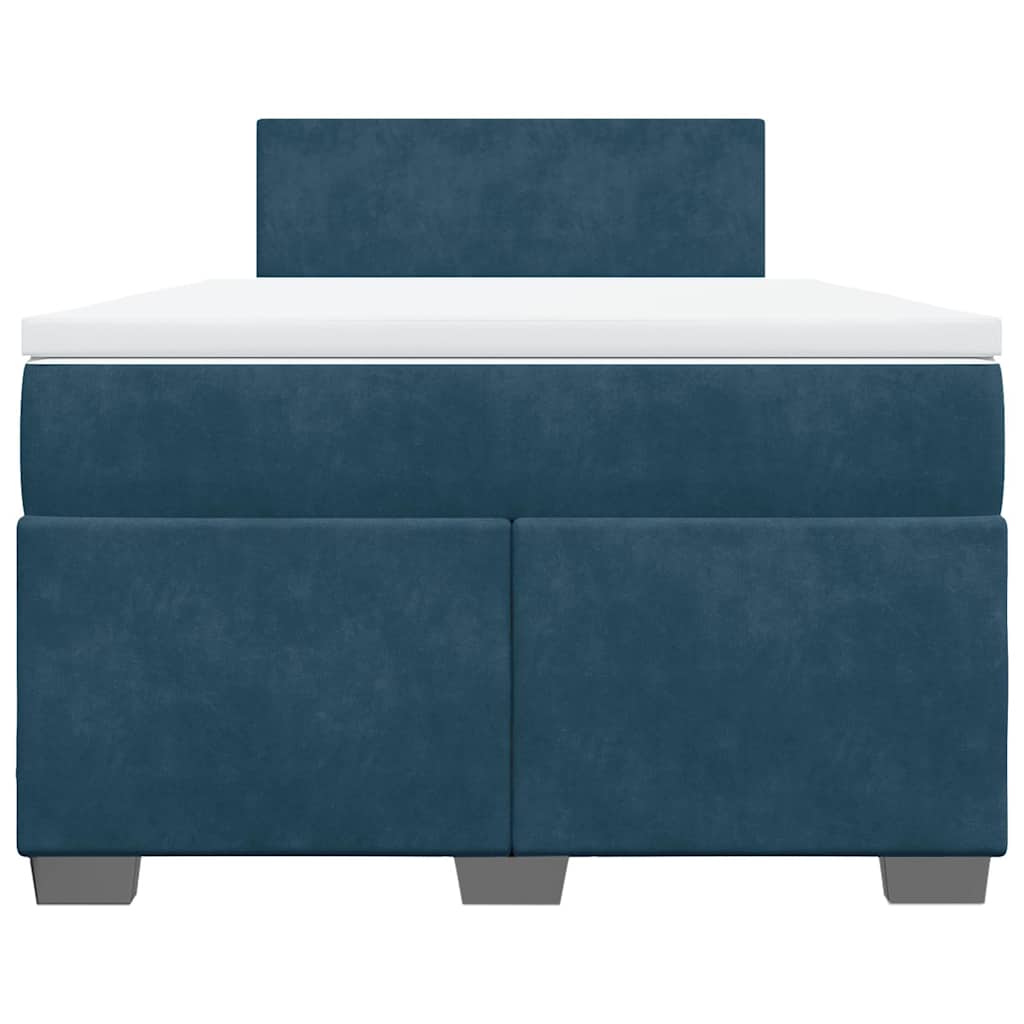 vidaXL Κρεβάτι Boxspring με Στρώμα Σκούρο Μπλε 120x190 εκ. Βελούδινο