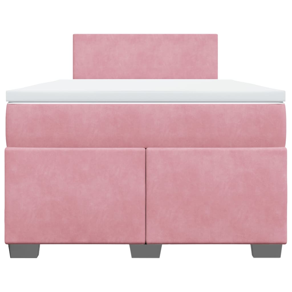 vidaXL Κρεβάτι Boxspring με Στρώμα Ροζ 120x190 εκ. Βελούδινο