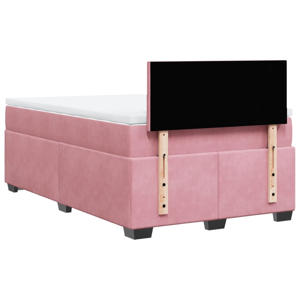 vidaXL Κρεβάτι Boxspring με Στρώμα Ροζ 120x190 εκ. Βελούδινο