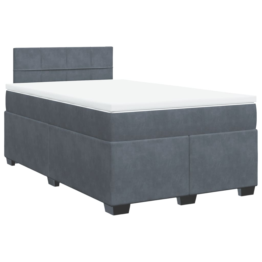 vidaXL Κρεβάτι Boxspring με Στρώμα Σκούρο Γκρι 120x190 εκ. Βελούδινο