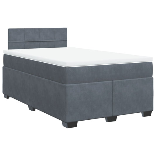 vidaXL Κρεβάτι Boxspring με Στρώμα Σκούρο Γκρι 120x190 εκ. Βελούδινο