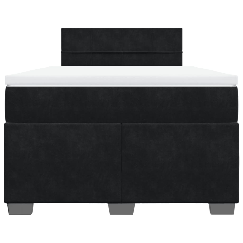 vidaXL Κρεβάτι Boxspring με Στρώμα Μαύρο 120x190 εκ. Βελούδινο