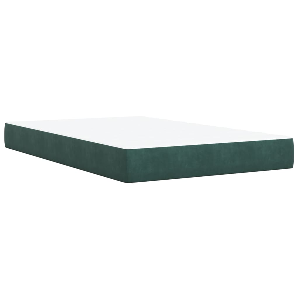 vidaXL Κρεβάτι Boxspring με Στρώμα Σκούρο Πράσινο 120x190εκ. Βελούδινο