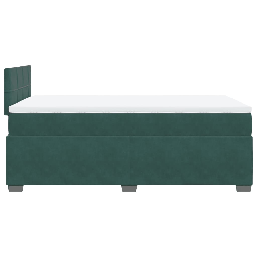 vidaXL Κρεβάτι Boxspring με Στρώμα Σκούρο Πράσινο 120x190εκ. Βελούδινο