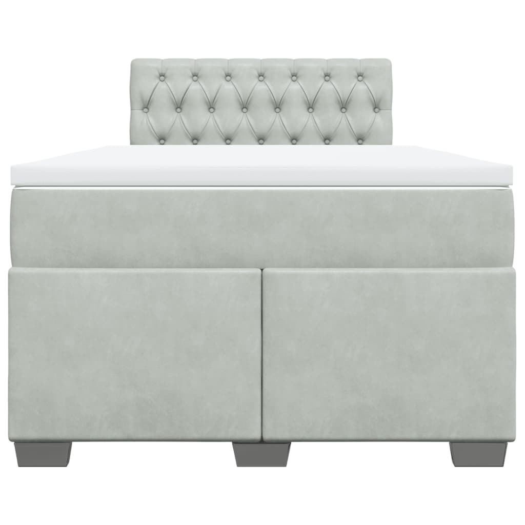 vidaXL Κρεβάτι Boxspring με Στρώμα Ανοιχτό Γκρι 120x190 εκ. Βελούδινο