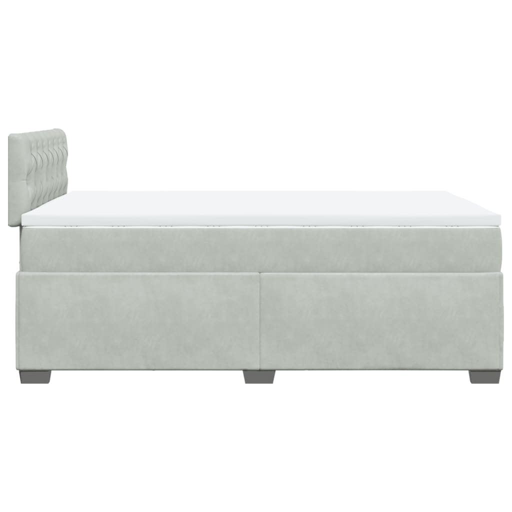 vidaXL Κρεβάτι Boxspring με Στρώμα Ανοιχτό Γκρι 120x190 εκ. Βελούδινο