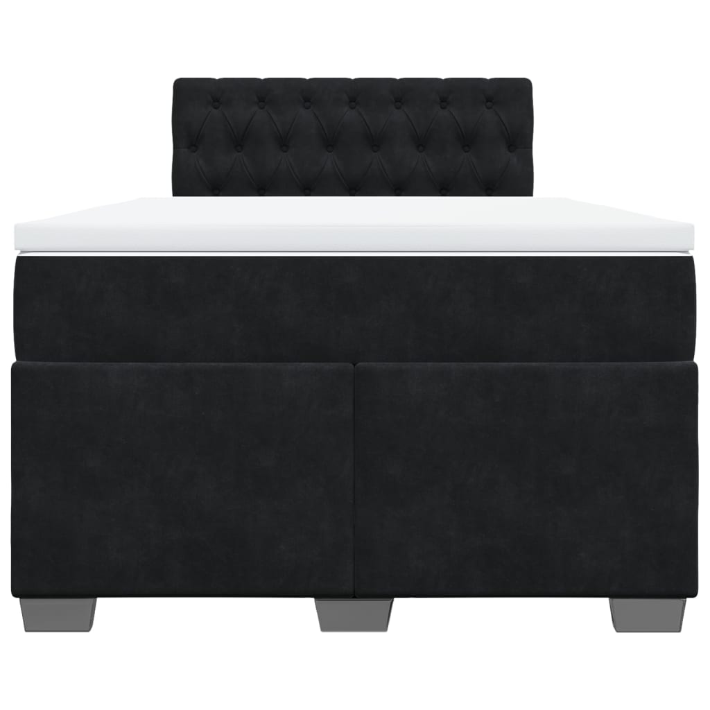 vidaXL Κρεβάτι Boxspring με Στρώμα Μαύρο 120x190 εκ. Βελούδινο